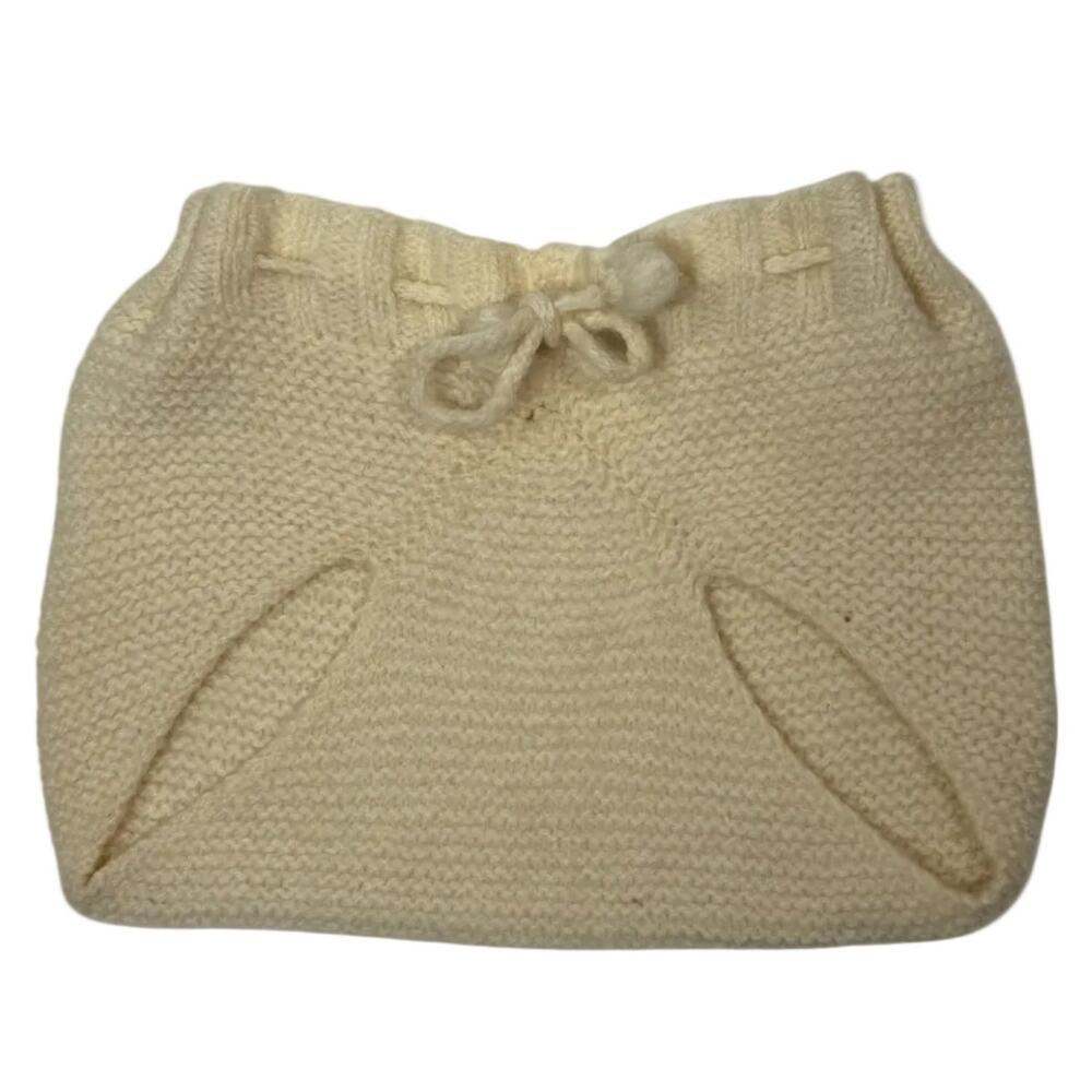 Vintage 60s Bloomers Diaper Cover Wool Knit Cream Unisex Child Drawstring